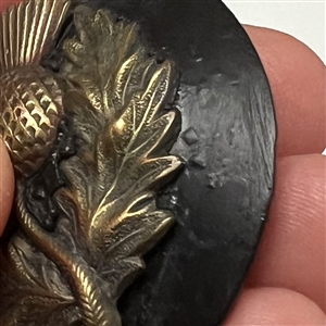 Brass thistle over plastic (?) button.