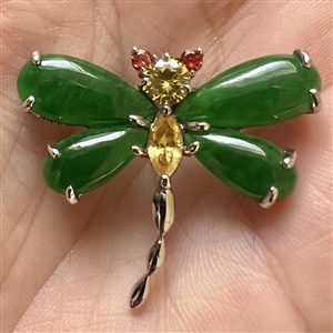 Realistic dragonfly gemstone button.