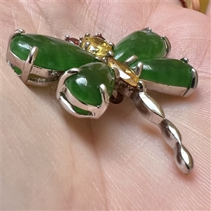 Realistic dragonfly gemstone button.