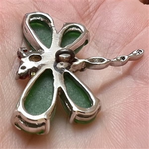 Realistic dragonfly gemstone button.