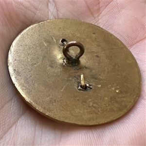 Brass button of a royal shield.