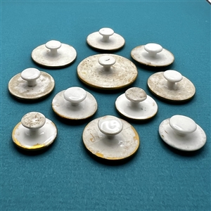 Ten painted porcelain studs of flowers.