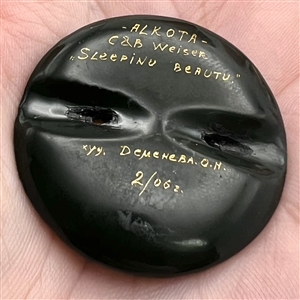 Fabulous Russian lacquer button of “Sleeping Beauty and her Prince.