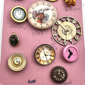 Card of twenty six clock buttons.
