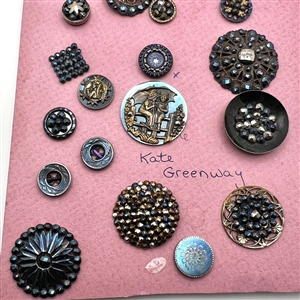 Card of thirty four blued steel buttons.