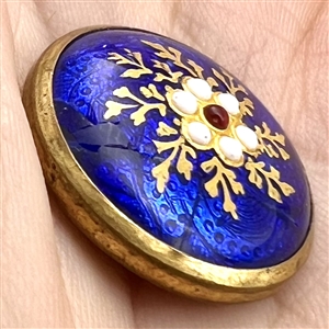 Two 19th c. Bresson enamel buttons of floral design. 