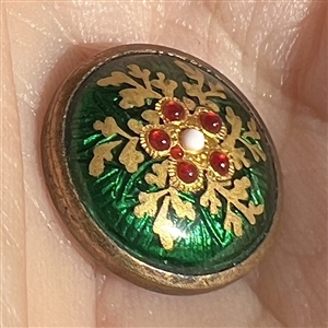 Two 19th c. Bresson enamel buttons of floral design. 