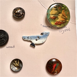 Card of twenty five bird buttons.