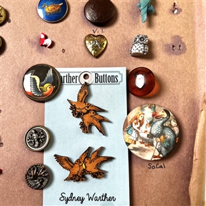 Card of forty three bird buttons. 