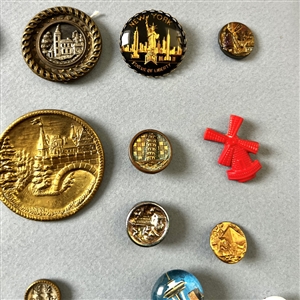 Card of thirty two architectural buttons. 