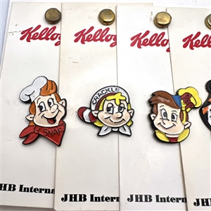 Six original JHB carded buttons of Kellogg’s cartoon cereal characters.