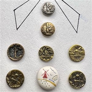 Card of ten windmill buttons. 
