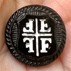SCARCE black glass Turner button - Turnverein Gymnastic Club.