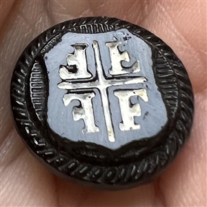 SCARCE black glass Turner button - Turnverein Gymnastic Club.
