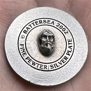 Battersea silver plated pewter button of Santa, animals and reindeer.