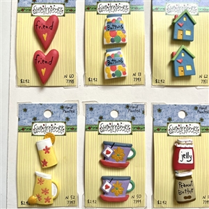 Twelve original cards of Sue Dreamer hand painted buttons.