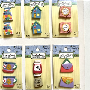 Twelve original cards of Sue Dreamer hand painted buttons.