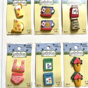 Twelve original cards of Sue Dreamer hand painted buttons.