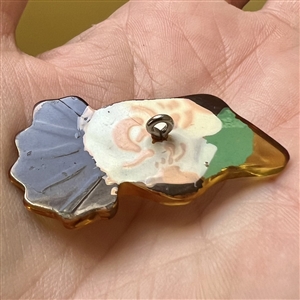 Reverse painted Vintage (?) acrylic clown button.