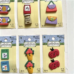 Twelve original cards of Sue Dreamer hand painted buttons.