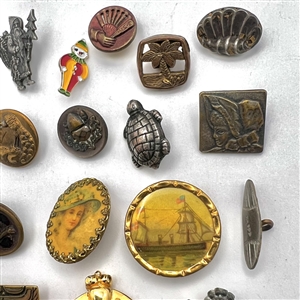 Twenty one assorted fun buttons.