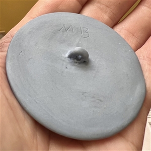 Jasperware studio button of Eisenhower by Marie LaBarre Bennett.