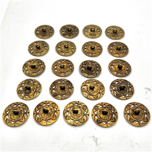 Set of twenty one brass buttons with openwork.