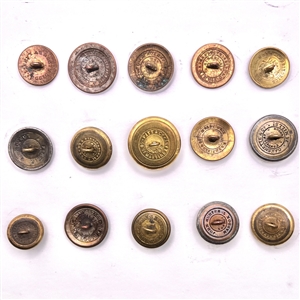 Fifteen Livery buttons depicting fabulous creatures.