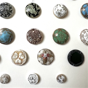 Card of 34 assorted Victorian glass buttons.