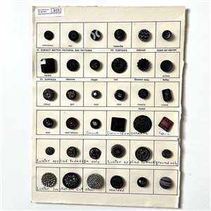 Card of 36 black glass classification buttons.