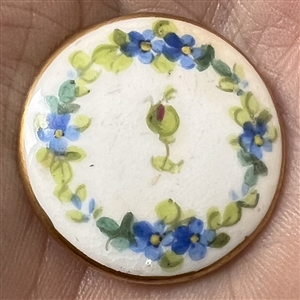 A 19th c. Staffordshire England Mintons painted porcelain button of flowers.
