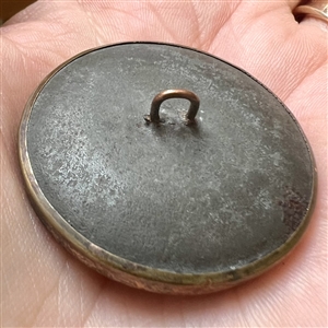 An 18th c. reverse painted under glass button of feathers.