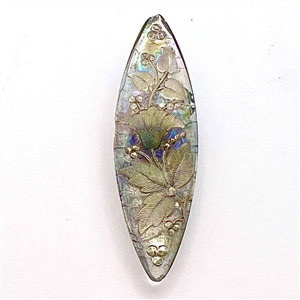 SCARCE Marquise (spindle) shape lacy glass button.
