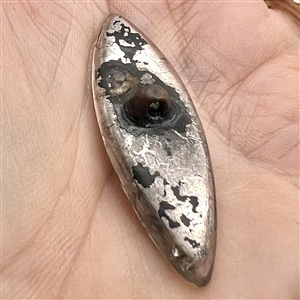 SCARCE Marquise (spindle) shape lacy glass button.