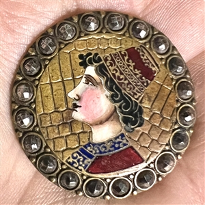 Champlevé enamel button of Renaissance man.