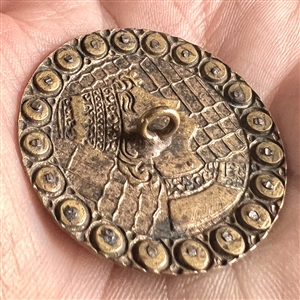 Champlevé enamel button of Renaissance man.