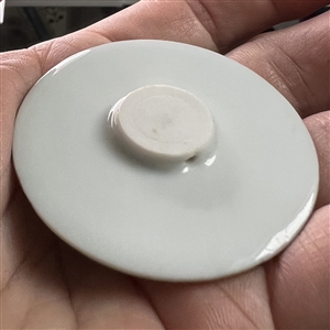 Extra large Japanese Kutani porcelain button of the seven Gods of Fortune.