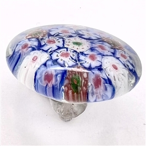 1939 Worlds Fair glass paperweight button of flowers.