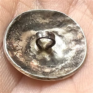 Native American Zuni silver button with gemstone inlay of a cardinal.