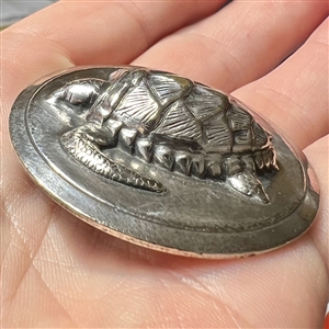 Vintage silvered brass Hawksbill sea turtle button.