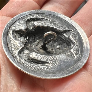 Vintage silvered brass Hawksbill sea turtle button.