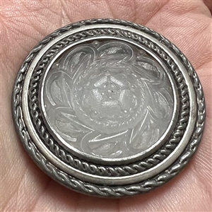 Clambroth glass with crystal luster button.