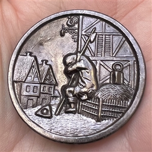 “Sleeping watchman” tinted brass button.