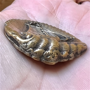 “Sailboat in a Shell” brass button.