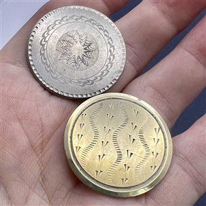 Two 18th c. chased and engraved Tombac buttons.