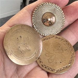 Three copper buttons - two are 18th c. copper colonials.