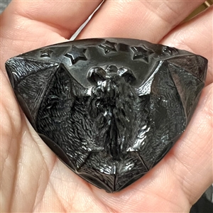 Rare black glass bat with stars button. 