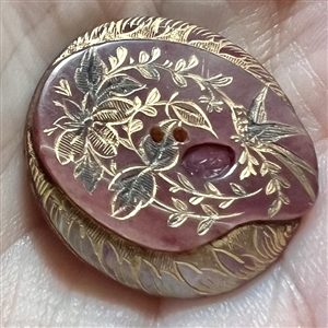 Beautiful dyed pearl button of artist’s pallet.