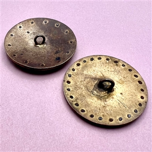 Two 19th c. enamel buttons of flowers with borders of cut-steels.