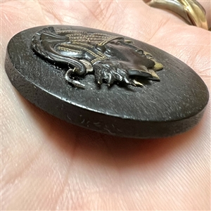 SCARCE Jupiter and Minerva escutcheon over wood button.
